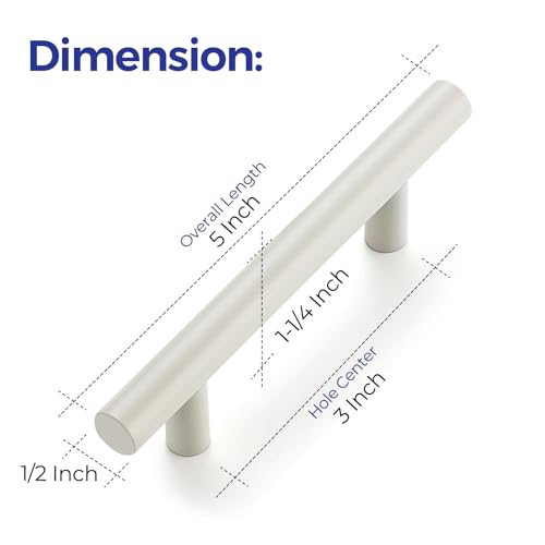 Ravinte Cabinet Handles,5" Length,3" Hole Center,White,3 Pack - color: White
