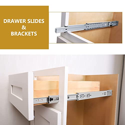 Gobrico 10 Pairs 20-Inch Rear/Side Mount Soft Close Drawer Slides with Brackets, Full Extension 3-Fold Drawer Glides, Ball Bearing Heavy Duty Cabinet Dresser Slides and Glides - size: 20 Inch