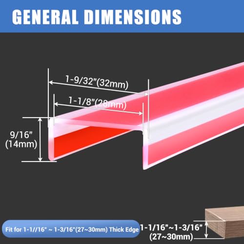 Rubber Edge Trim, 1-1/8" Self Adhesive Flexible U Channel Edge Protecter for Plywood, Tables, Desks, Cabinets, Counter Top, Wide U Shaped Edge Trim, Edge Banding, Clear, 20Ft - color: Clear, size: Fit 1-1/8" - L20'