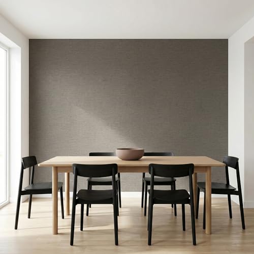 WADILE Grasscloth Peel and Stick Wallpaper 15.7in x 78.7in, Textured Contact Paper for Cabinets, Faux Linen Wall Paper Pull and Stick, Fabric Vinyl Wallpaper Self Adhesive Brown Gray - color: Brown Gray, size: 15.7" x 78.7"