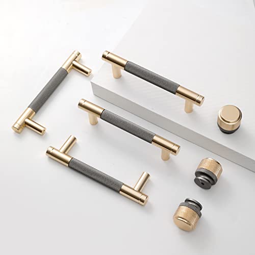 12 Pack 3 3/4 Inch 96 mm Barrel Cabinet Pulls Gold and Grey Cupboard Aluminum Handles Drawer Pull Cabinet Handles - color: Gold and Grey, size: 3 3/4 Inch