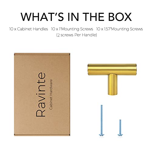 Ravinte Brushed Brass Cabinet Pulls Cabinet Handles Single Hole 10 Pack - color: Brushed Brass