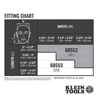 Klein Tools 60553 Reusable P100 Half-Mask Respirator with Replaceable Filters for Dust, Metal Fumes, and Oil Mist, S/M