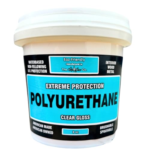 Crystalac Extreme Protection Water Based Polyurethane (Clear Gloss, 8oz Mini): Self Leveling, Non Yellowing, Brush or Spray, UV Protection, Low Odor, Water Clean Up, Durable & Scratch Resistant. - color: Gloss, size: 8oz