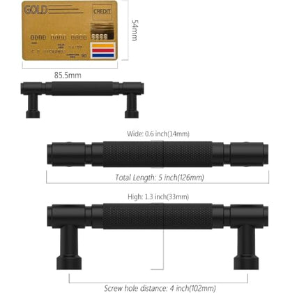 Amerdeco 10 Pack Matte Black knurled Cabinet Pulls 4" - color: Matte Black, size: 4" hole center