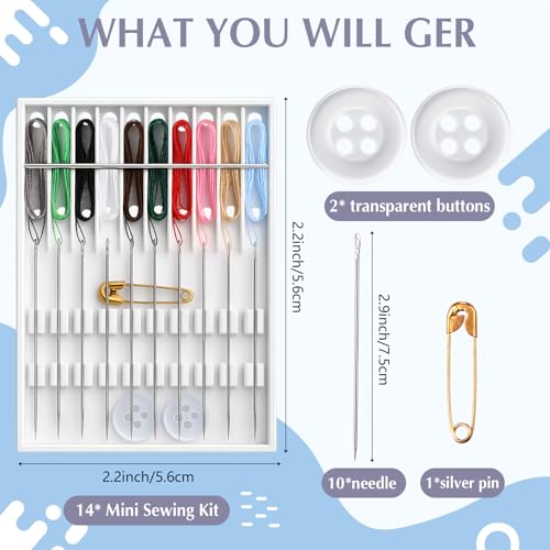 MTLEE 14 Boxes 140 Pieces Quick Fix Sewing Kit, Easy Pre Threaded Needle - color: Classic Color