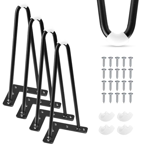 6 Inch Hairpin Table Legs 4 PCS Heavy Duty Mid-Century Modern Black - color: Black, size: 6"/15cm