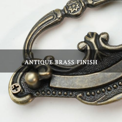 8 Pack Antique Bronze Baroque Style Drop Bail Drawer Pulls, 2" Hole Center