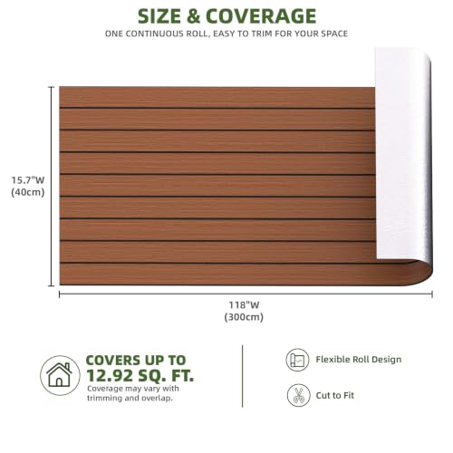 Elvone Peel and Stick PVC Slat Wood Wall Panel, Walnut, 118" x 15.7" - color: Walnut, size: 15.7" x 118"