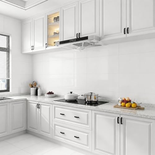 12Pcs Peel and Stick Backsplash Tiles, White Wall Panels, 23.6” x 11.8” - color: Pure White, size: 23.6" x 11.8" x 2.2mm
