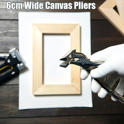 6cm Wide Canvas Pliers, Zinc Alloy Canvas Stretching Plier 2 3/8 Inch with Spring Return Handle Professional Stretching Artist Oil Painting Tools