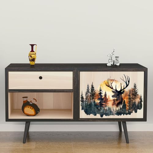 Peacoblue Deer Head and Forest Rub On Transfers for Furniture Craft 6"x12" - style: Deer Head and Forest