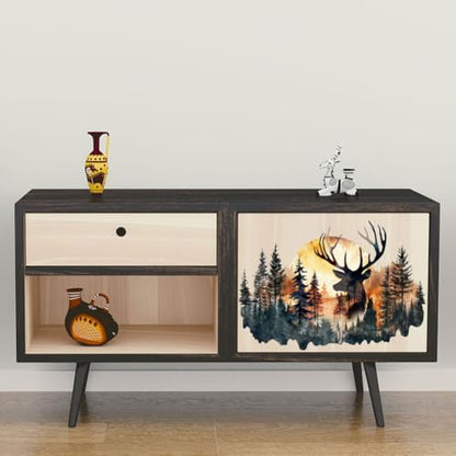 Peacoblue Deer Head and Forest Rub On Transfers for Furniture Craft 6"x12" - style: Deer Head and Forest