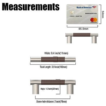 Brown & Nickel Knurled Cabinet Handles Kitchen Pulls 3 Inch 10 Pack - color: Brown and Nickel, size: 3" Hole Center