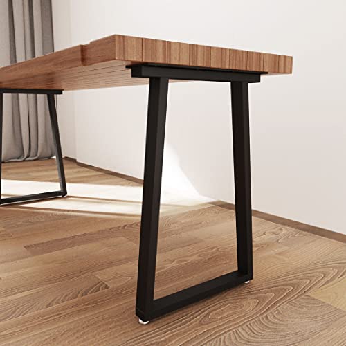 TIEOU Metal Legs for Table Trapezoid Shape 28" H Tall Industrial Table Legs Heavy Duty Metal Desk Legs Set of 2,Black - size: Trapezoid-28"H