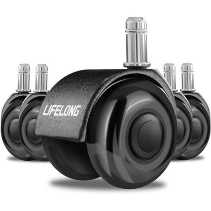 Lifelong Dual Office Chair Wheels Replacement, Heavy Duty, 5-Pack Fits 98% - color: Black, size: 2 Inch