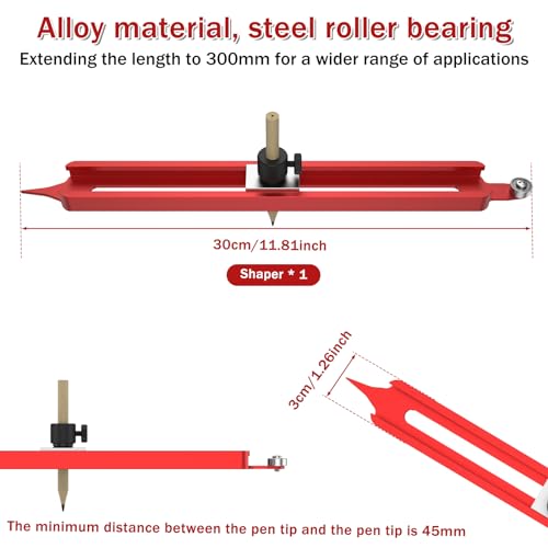 Contour Gauge Scribe Tool, Precise Profile Scribing Ruler with Adjustable Pencil Holder, Aluminum Alloy Woodworking Edge Corner Measuring Profile Duplicator Contour Gauge for Tiles Carpenter