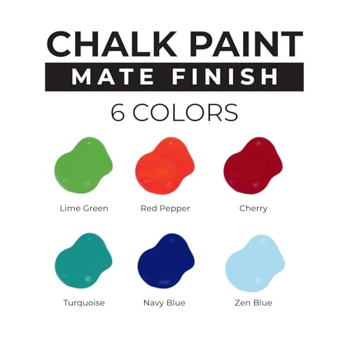 6-Piece Chalk Paint Kit - Premium Water-Based Matte Finish Paint for Furniture Restoration and Craft Projects - Fast Drying and Non-Toxic (100ml/3.3oz.)