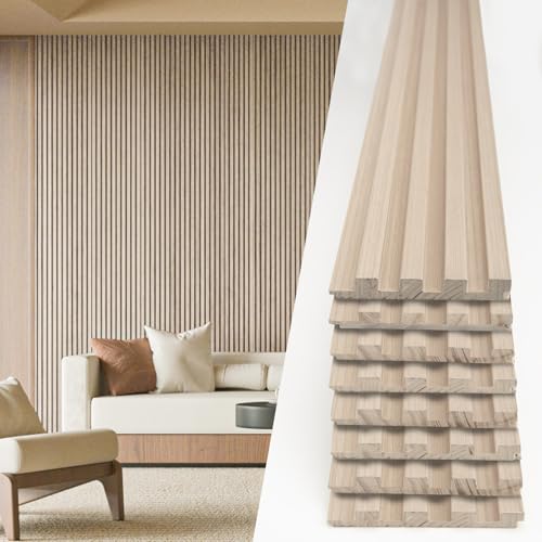 Art3d 108 x 5.7 Inch Slat Wood Wall Paneling for Interior Decor, Ashtree - color: Slat Ashtree, size: 8Pcs-108 x 5.7 Inch