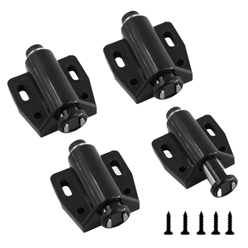 Black Magnetic Touch Latch, Push to Open Cabinet Magnetic Door Latches, Magnetic Push Release Latch and Catch for Cabinet Door Cupboard Drawers, 4pcs - color: Black, size: 4 Pieces