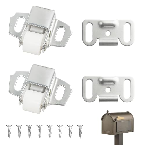 Mailbox Latch Replacement Kit, Cabinet Door Catch Roller Latch with Screws, Spring Loaded Mailbox Door Replacement Latch for Cabinet Closures, RV, Kitchen Use