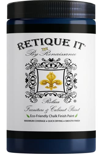 Retique It Chalk Furniture Renaissance Furniture & Cabinet Paint, 32 oz (Quart), Black Indigo, 32 Fluid Ounces - color: Black Indigo, size: 32 Fl Oz (Pack of 1)