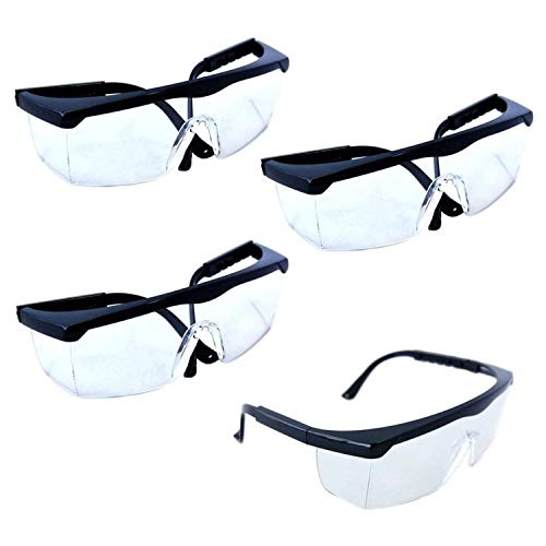 HQRP Protective Safety Glasses/Goggles (Pack of 4) for Wood Metal cutting, Chipping, Grinding, Sanding, Polishing, Soldering, Machining