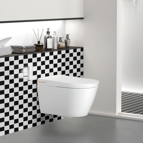 Art3d Grid Peel and Stick Backsplash, 10-Pack, 12 x 12 in, Black & White - color: Black/White