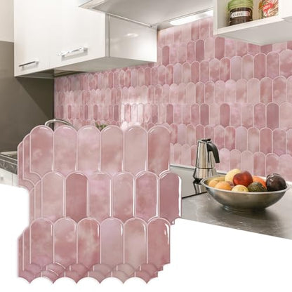 Vamos Tile 10-Sheet Backsplash Peel and Stick Tile,Pink Self Adhesive Tiles - color: Pink with Pink Grout