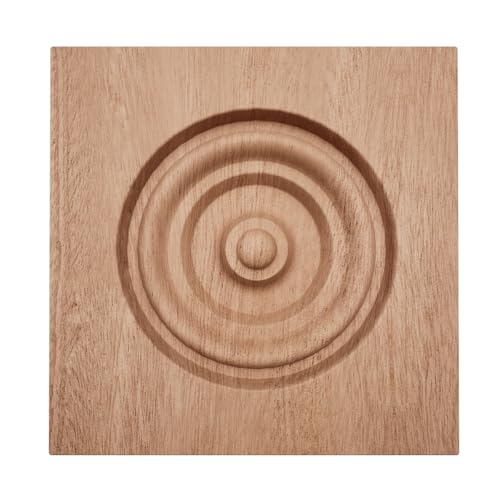 3 1/2" W x 3 1/2" H x 7/8" P Americraft Solid Hardwood Stain Grade Bullseye Rosette with Squared Edge, Sapele - color: Sapele Mahogany, size: 3.5-in. W x 3.5-in. H