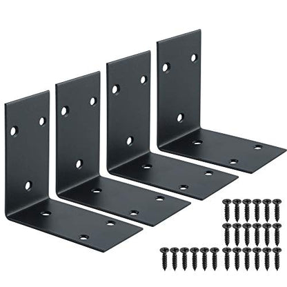 Alise 4Pcs Black Stainless Steel L Brackets Heavy Duty for Wood Furniture - color: Matte Black, size: 85x85MM