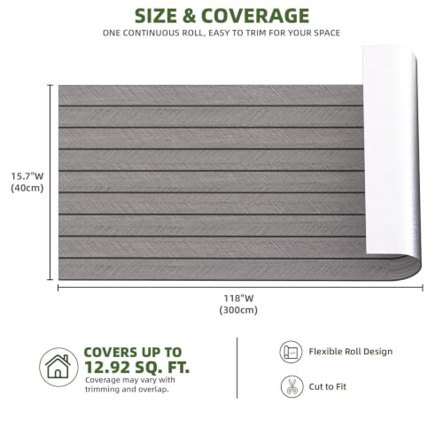 Elvone Peel and Stick PVC Slat Wood Wall Panel, Grey, 118" x 15.7" - color: Gray, size: 15.7" x 118"
