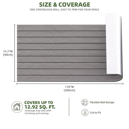 Elvone Peel and Stick PVC Slat Wood Wall Panel, Grey, 118" x 15.7" - color: Gray, size: 15.7" x 118"