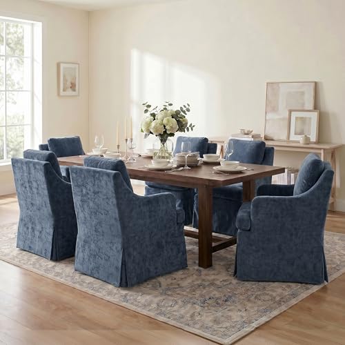 Usaint Upholstered Dining Chairs Set of 6, Dining Room Chairs with Casters - size: 6