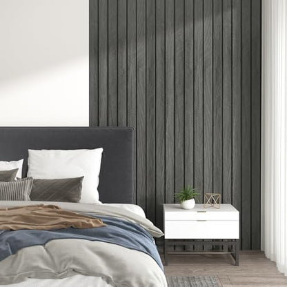 Black 3D Wall Panels Acoustic Wood Slat Wall Paneling for Walls - color: Black