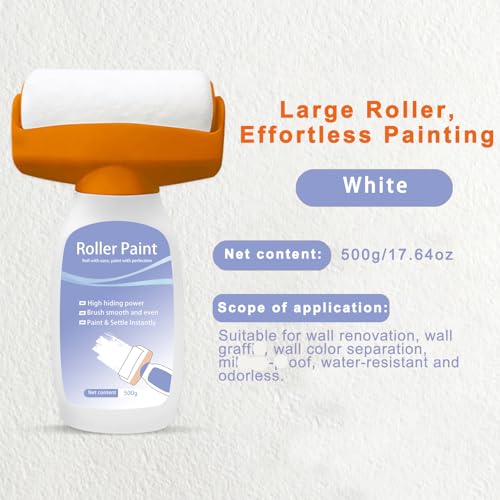 17.64 oz Roller Paints, Repair Chalk Paint with Roller Brush Wall Repair and Touch-Up Tool - Paint Application -High-Coverage Painting, Wall Repair, Graffiti Art & Crafts - Durabl (Container with Paint)