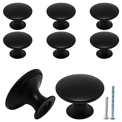 8 Pcs Black Cabinet Knobs, Round Dresser Knob Kitchen Drawer Knobs, Single Hole Cupboard Door Knob Dresser Drawer Pulls Handles - color: Black, size: 8 Pack