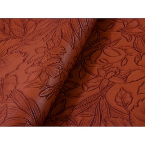 HGUAN Embossed Faux Leather Sheets 12"X52"(30cm X 133cm),Faux Leather Very Suitable for Making DIY Bow,Leather Earrings Sewing Crafts Projects (Brown) - color: Brown
