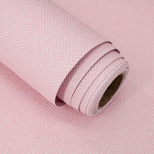Pink Peel and Stick Wallpaper Grasscloth Paper 15.7in x 118.1in - color: Pink, size: 15.7" x 118.1"