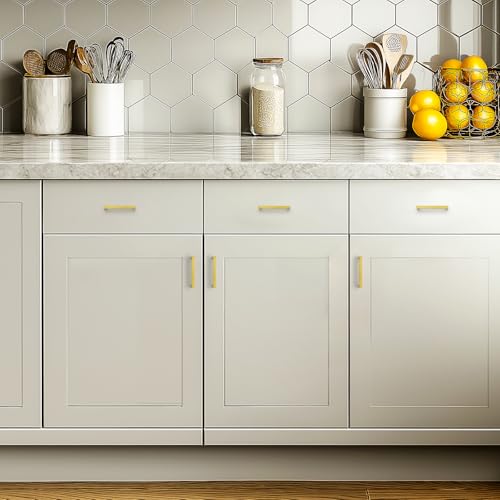 JOY DECOR Gold Cabinet Handles Square Cabinet Pulls, 4 Inch CC, 10 Pack - size: 4 Inch Hole Center