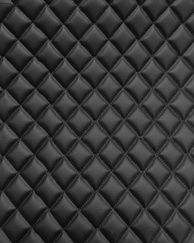 Vinyl Quilted Foam Fabric with 3/8" Foam Backing Upholstery / 52" Wide/Sold by The Yard/FABRIC EMPIRE (Black with Hq Black Thread, Diamond 2" x 2") - color: Black, size: Diamond 2" x 2"
