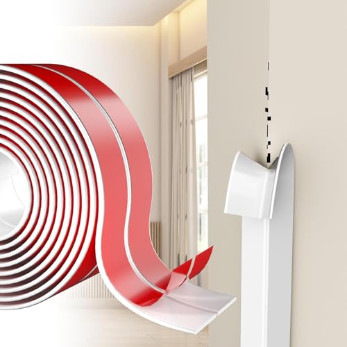 Wall Corner Protector Self-Adhesive Flexible – Durable Rubber, Furniture Edge Guard, Easy to Install, White, Prevents Wall Damage, Ideal for Home or Office Use - size: 2.4in×19.7ft