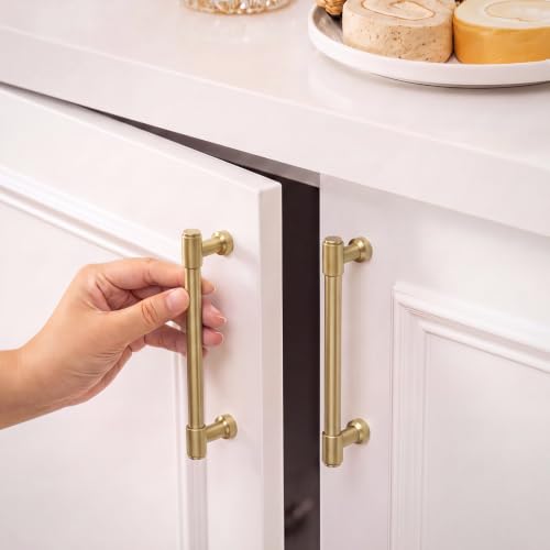 Goldenwarm 10 Pack 5 Inch Champagne Bronze Cabinet Pulls Modern Kitchen & Bathroom Hardware Heavy Duty Zinc Alloy Drawer Handles with Complete Screw Kit Consistent Finish for Whole-Home Renovations - color: Champagne Bronze, size: 5 Inches Hole Center