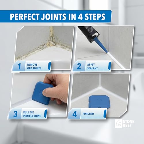 STONE REEF Silicone Caulking Tool Set – 5-in-1 Sealant Finishing Tool Kit | Caulk Remover, Grout Scraper & Applicator for Bathroom, Kitchen, Window, Sink, Tile & Joint | Professional Silicone Tools