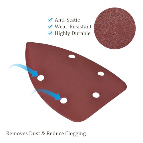 50pcs Mouse Sander Detail Sandpaper 320Grit 3.5"x5.5" Triangle
