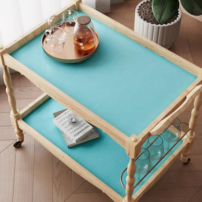 VaryPaper 15.7" x 78.7" Aqua Blue Velvet Fabric Self Adhesive Felt Drawer Liner Soft Fabric Flocking Lining for Jewelry Box Dresser Shelves Velvet Wallpaper Peel and Stick Large Felt Sheets for Crafts - color: Aqua Blue
