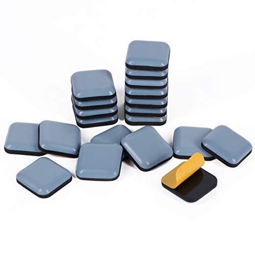 Teflon Furniture Sliders, 20pcs 1inch Square Stick Furniture Glides for Carpet Tile Hardwood (Grayish Blue) - color: Grayish Blue, size: Square