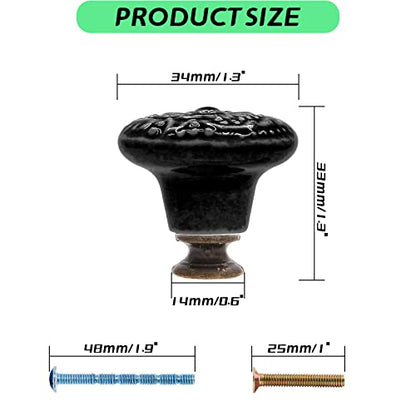 Piutouyar Black Ceramic Cabinet Knobs, 34mm / 1.3 Inch, 10Pcs - color: Black, size: 10 Pieces