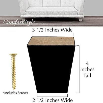 Legs for Furniture, Sofa Ottoman and Chair 4" Wood Feet Replacement, Set of 4 Square Tapered Pyramid Feet (Dark Espresso) - color: Dark Espresso