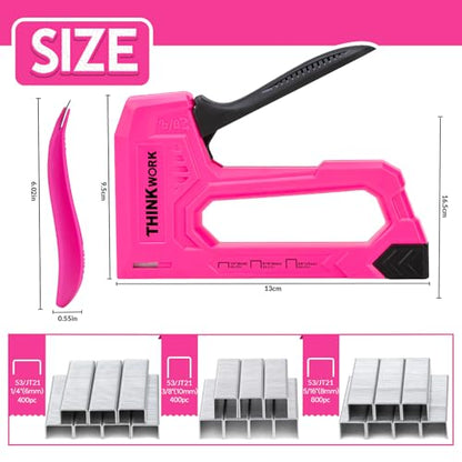 THINKWORK Light Duty Staple Gun - Upholstery Staple Gun for Wood - color: Pink
